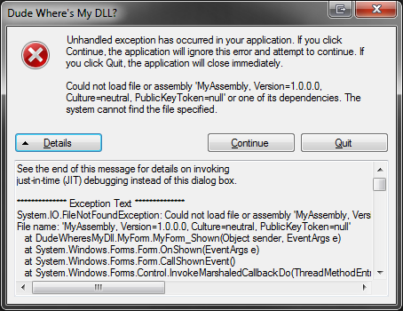 Could Not Load File Or Assembly Mom Implementation